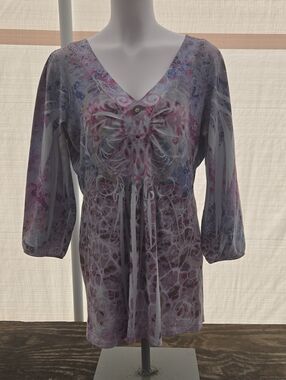 Unity World Wear Pastel Purple Printed V-Neck Tunic